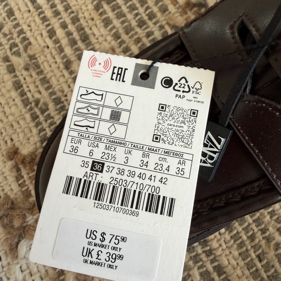 Brand New Women's Zara Brown Loafers - Picture 5 of 5